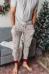 Men's Organic Holiday Jogger & Cap Set in Fair Isle Rudolph by L'ovedbaby