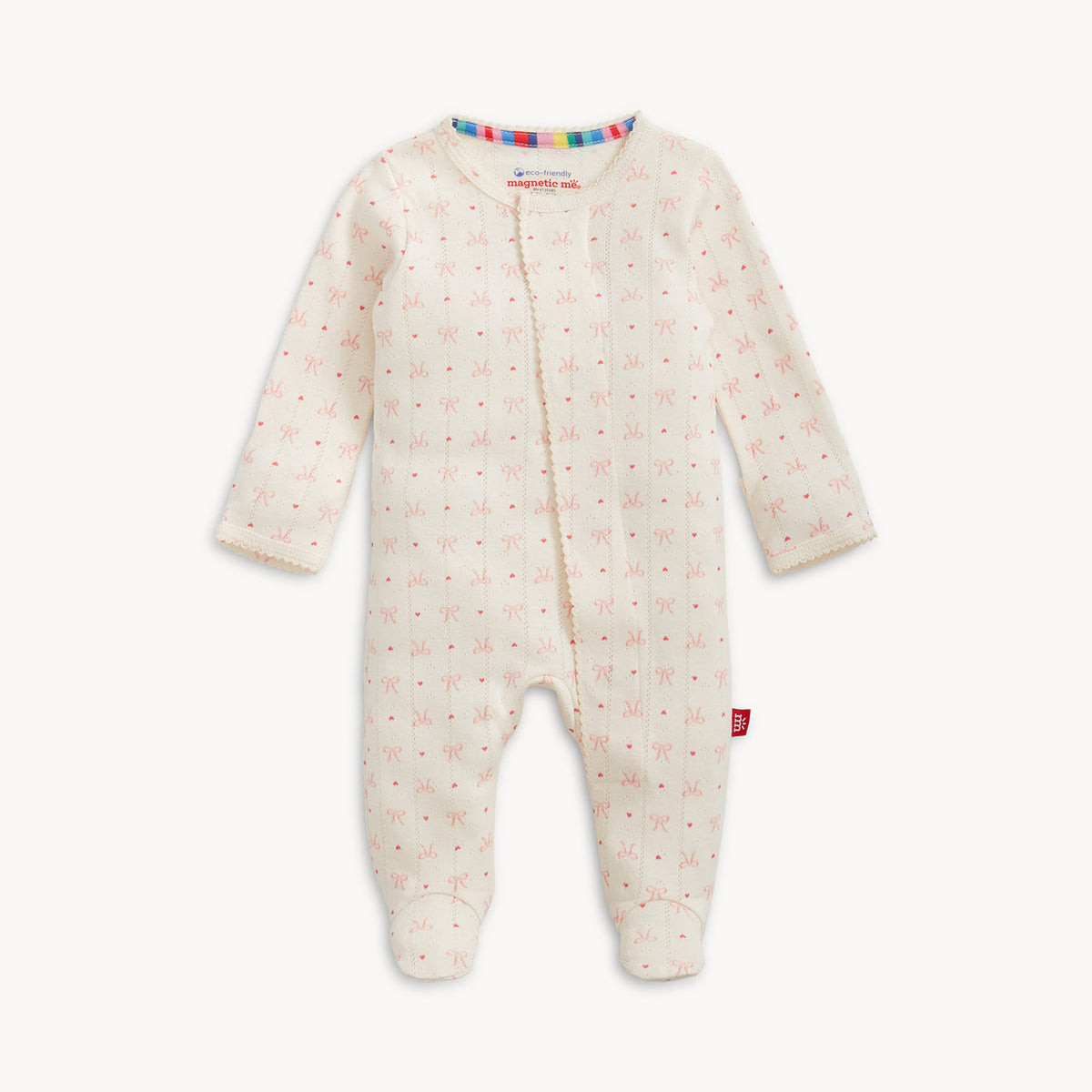 Magnetic Footie- Heart & Bow Pointelle by Magnetic Me
