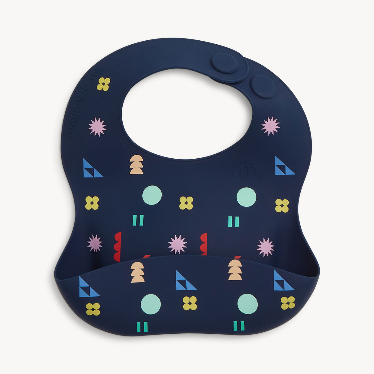 Magnetic Silicone Bib- Navy Geo by Magnetic Me