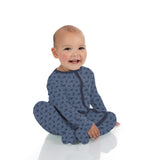 Print Footie w/ 2 Way Zipper- Denim Tractors & Windmills by Kickee Pants