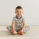 Print Short Sleeve Pajama Set- Natural Rainy Day Platypus by Kickee Pants