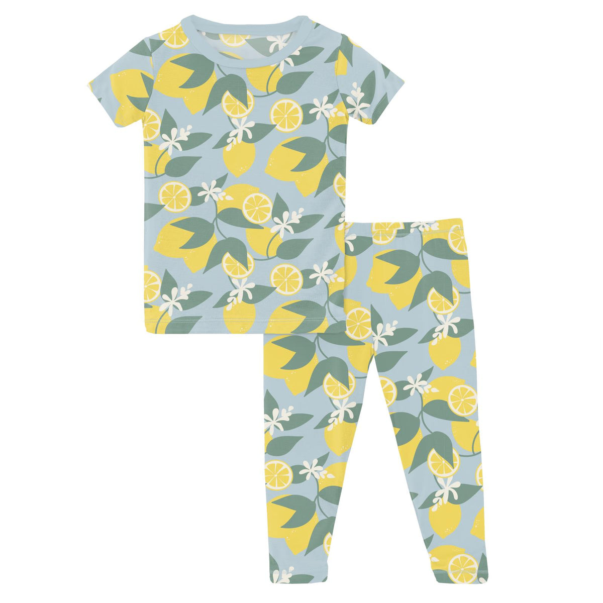 Print Short Sleeve Pajama Set- Spring Sky Lemonade by Kickee Pants