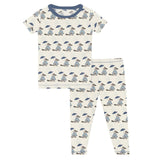 Print Short Sleeve Pajama Set- Natural Rainy Day Platypus by Kickee Pants