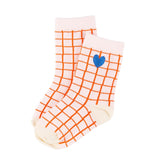 Ankle Socks - Red Grid with Heart by Miki Miette