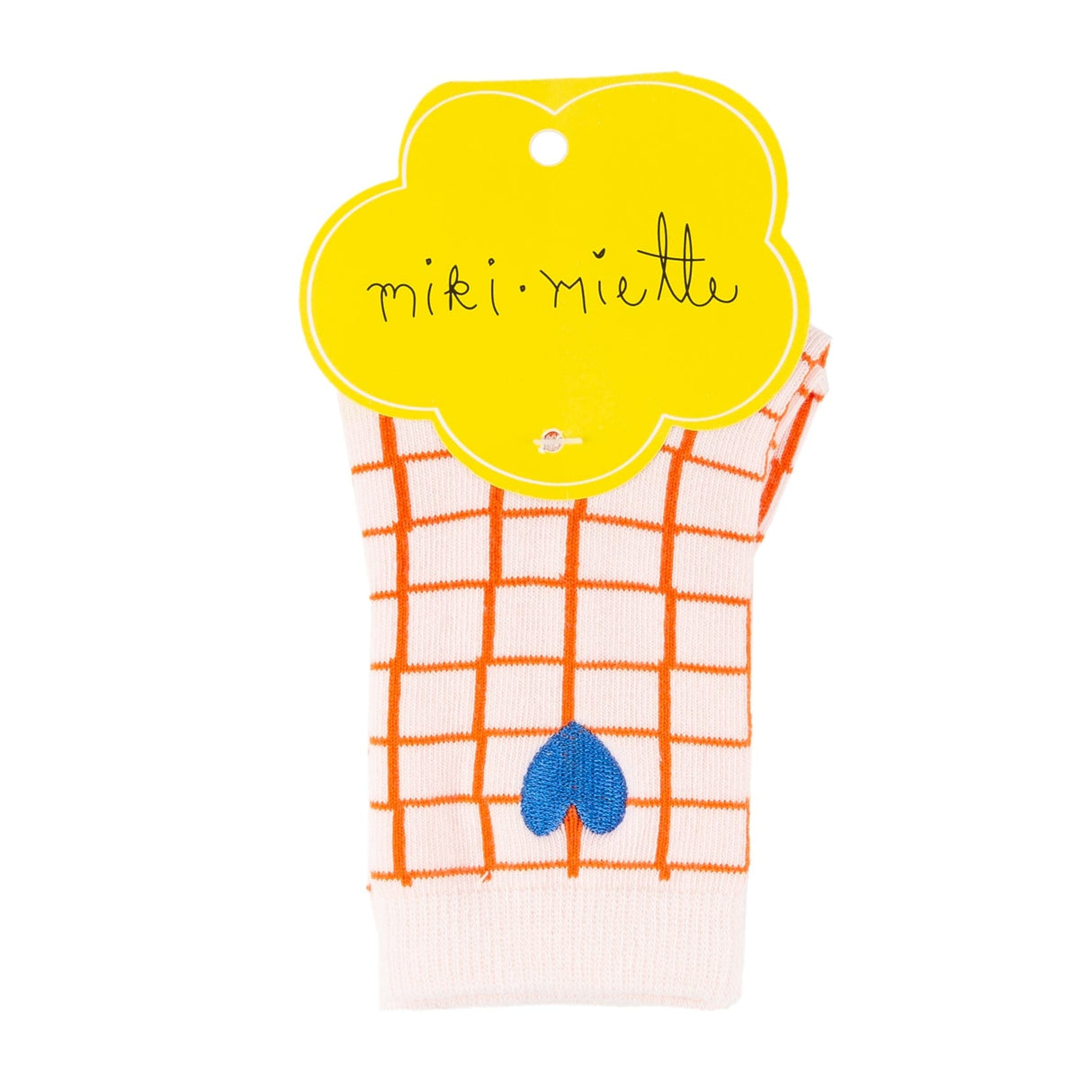 Ankle Socks - Red Grid with Heart by Miki Miette