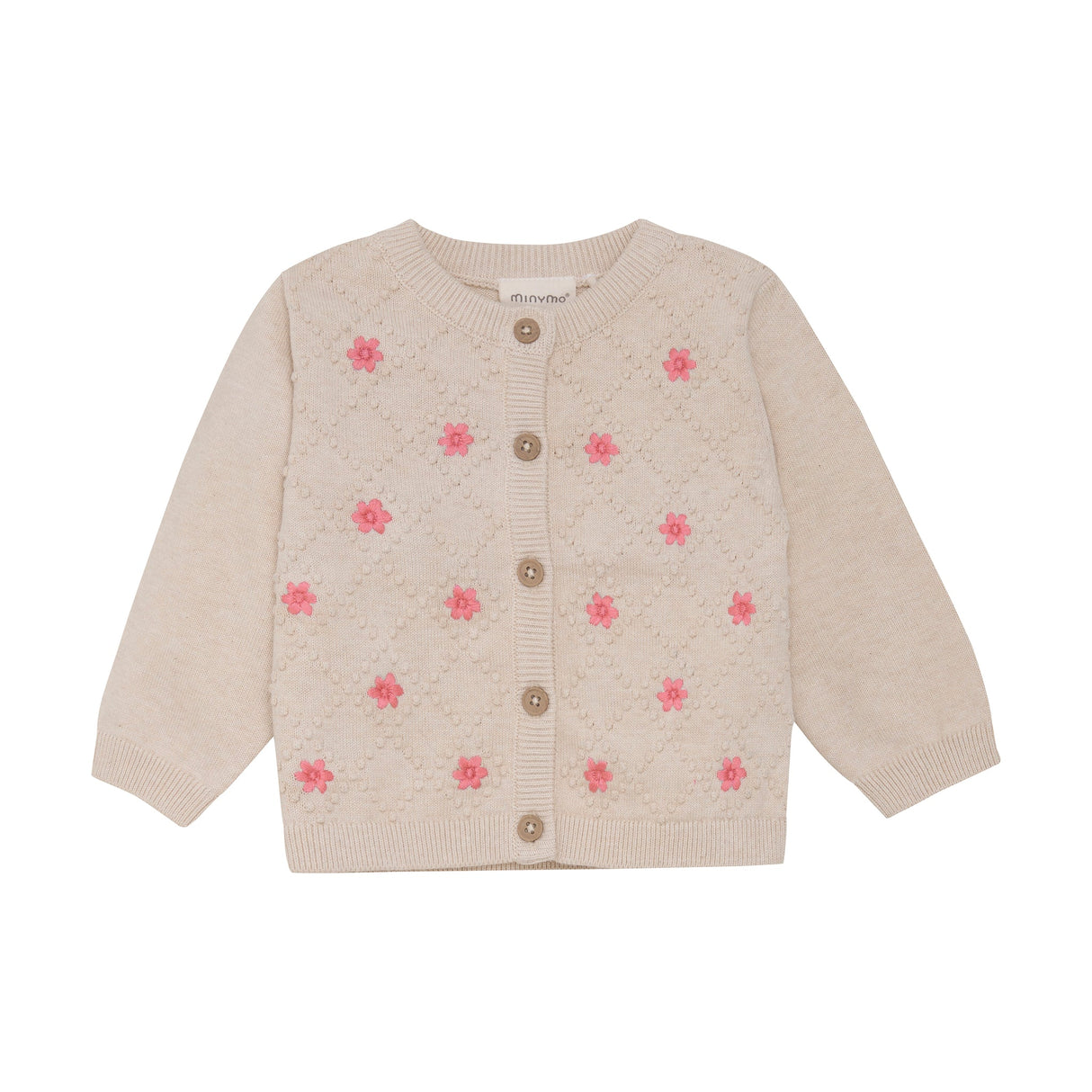 Knit Cardigan - Light Beige Melange Flower by Minymo