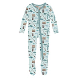 Print Footie with 2 Way Zipper in Fresh Air Fishing by Kickee