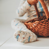 Print Footie with 2 Way Zipper in Latte Chickens by KicKee Pants