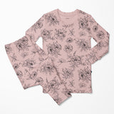 Print Long Sleeve Pajama Set- Baby Rose Pencil Floral by Kickee Pants