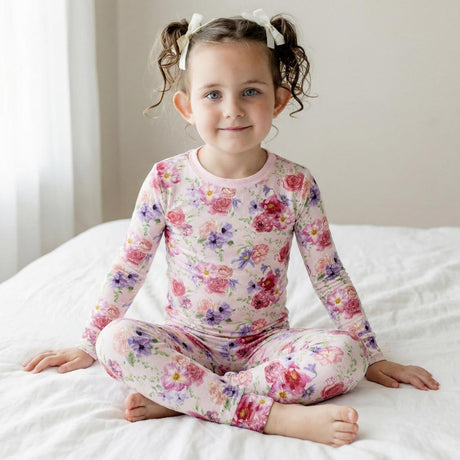 L/S Pajama Set- Shrinking Violet Dreamy Floral by Kickee Pants