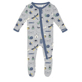 Print Footie w/ 2 Way Zipper- Dove Bugs by Kickee Pants