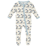 Print Footie w/ 2 Way Zipper- Natural Rainy Day Platypus by Kickee Pants