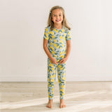 Print Short Sleeve Pajama Set- Spring Sky Lemonade by Kickee Pants