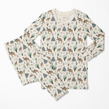 Print L/S Pajama Set- Natural Forest Moose by Kickee Pants