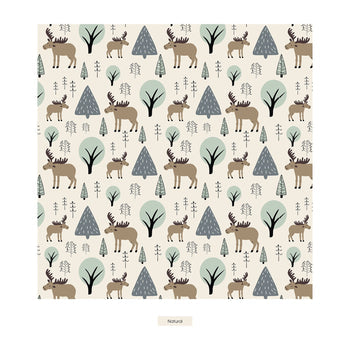 Print L/S Pajama Set- Natural Forest Moose by Kickee Pants