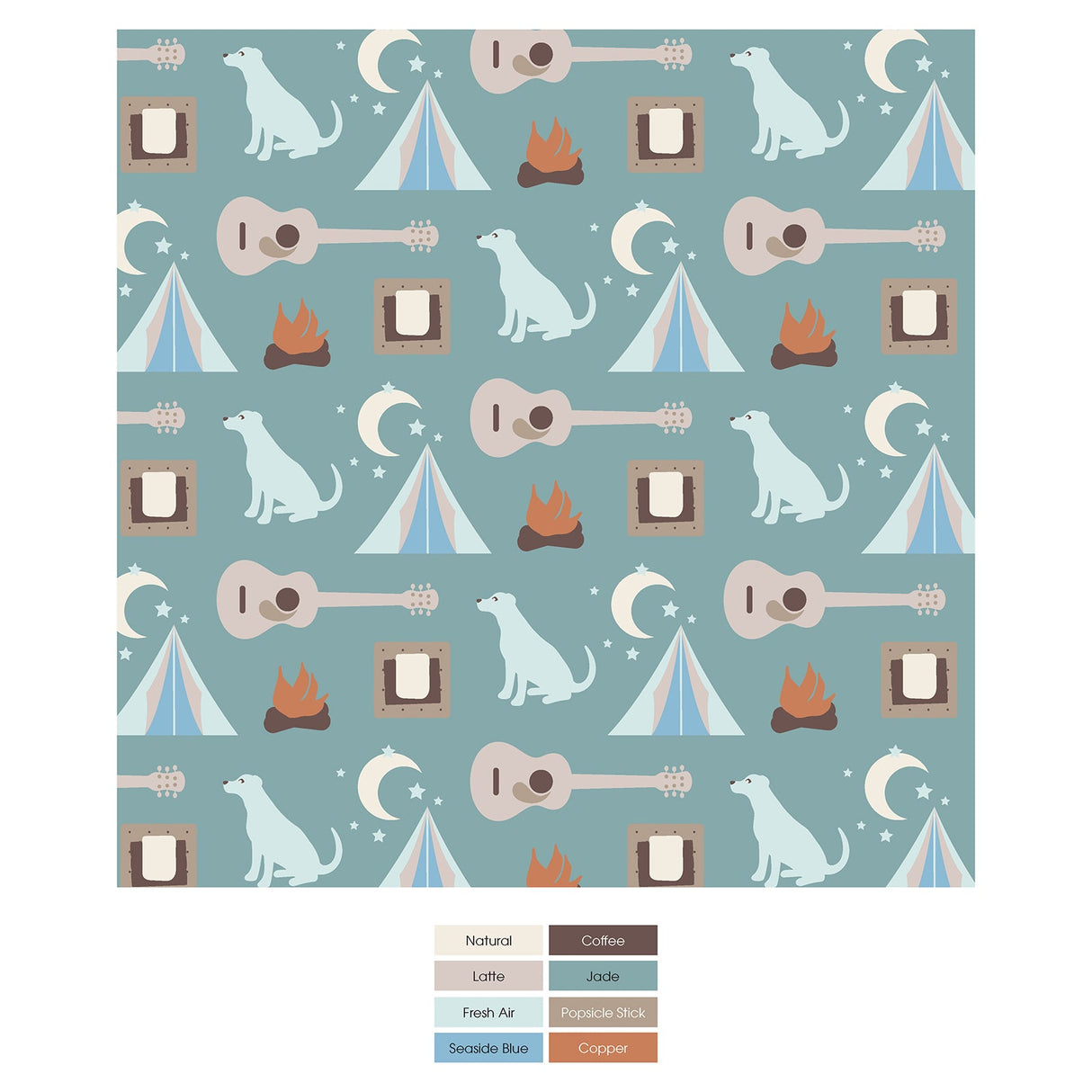 Print Long Sleeve Pajama Set in Jade Campfire by Kickee