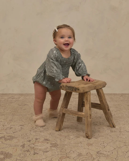 Autumn Romper || Eucalyptus French Floral by Noralee