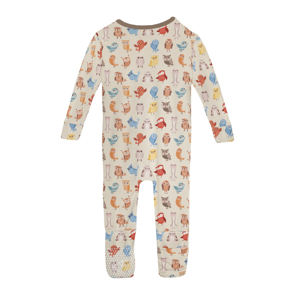 Print Convertible Coverall- Natural Owls by Kickee Pants
