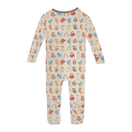 Print Convertible Coverall- Natural Owls by Kickee Pants