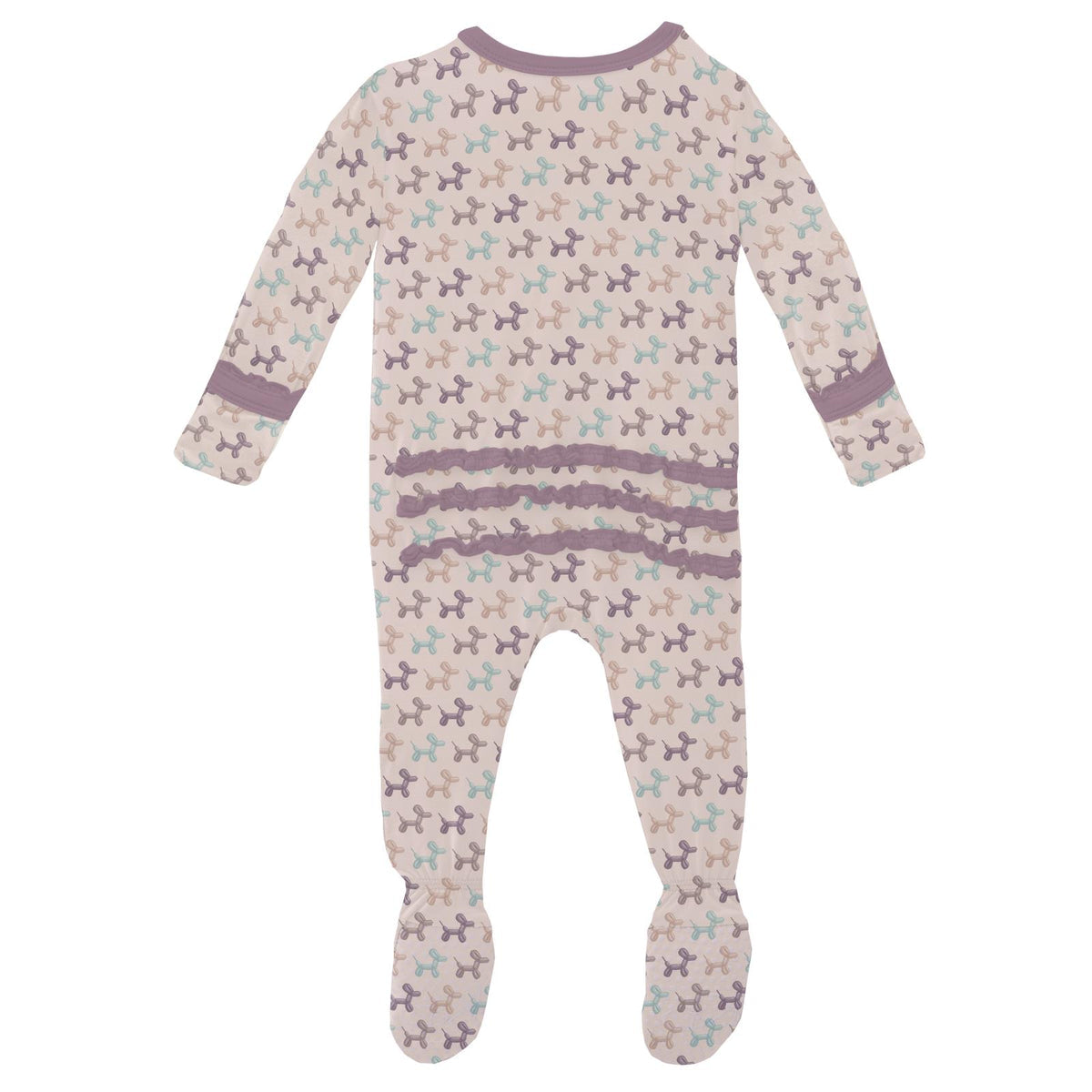 Muffin Ruffle Footie w/ 2 Way Zipper- Shrinking Violet Balloon Dogs by Kickee Pants