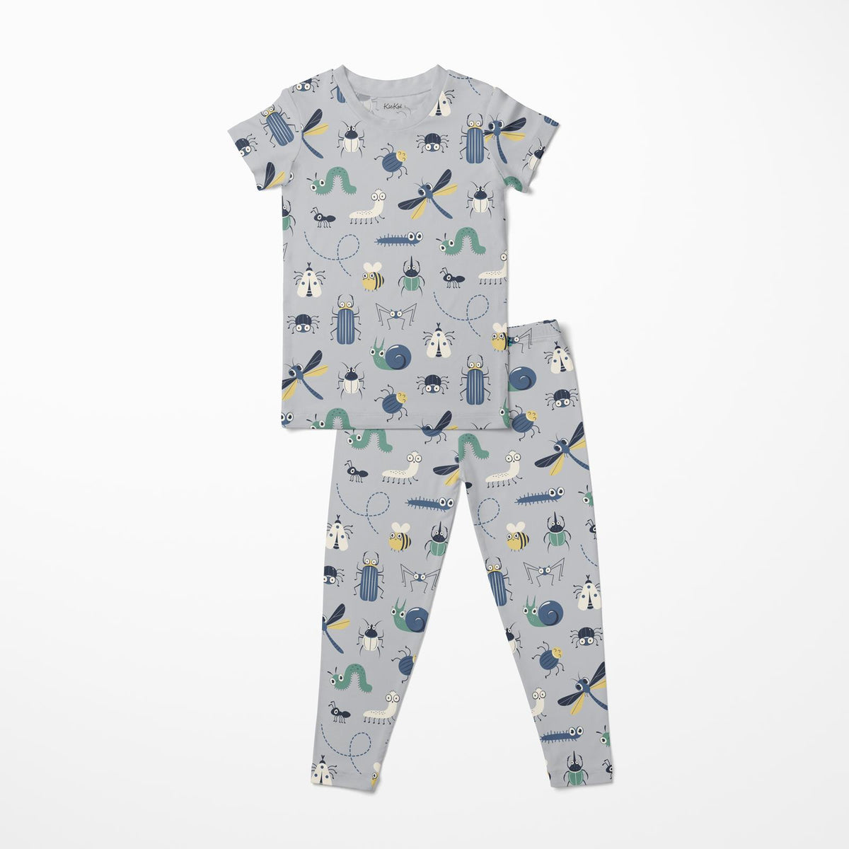 Print Short Sleeve Pajama Set- Dove Bugs by Kickee Pants