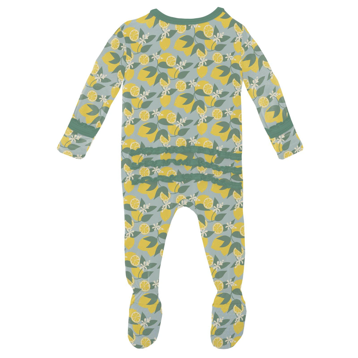Print Muffin Ruffle Footie w/ 2 Way Zipper- Spring Sky Lemonade by Kickee Pants