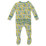 Print Muffin Ruffle Footie w/ 2 Way Zipper- Spring Sky Lemonade by Kickee Pants