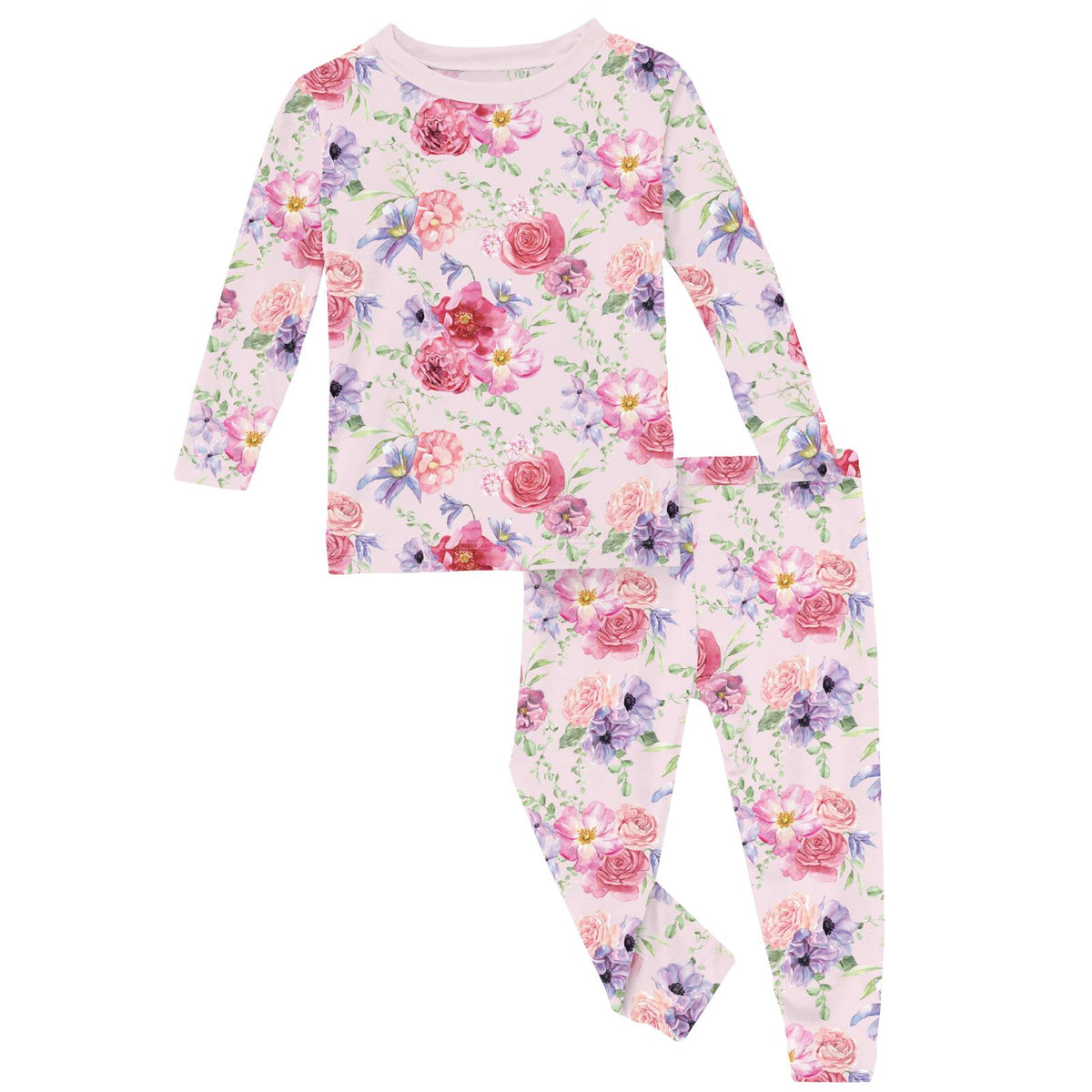 L/S Pajama Set- Shrinking Violet Dreamy Floral by Kickee Pants