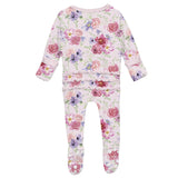Muffin Ruffle Footie w/ 2 Way Zipper- Shrinking Violet Dreamy Floral by Kickee Pants