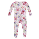 Muffin Ruffle Footie w/ 2 Way Zipper- Shrinking Violet Dreamy Floral by Kickee Pants