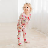 Muffin Ruffle Footie w/ 2 Way Zipper- Shrinking Violet Dreamy Floral by Kickee Pants