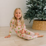 Print Long Sleeve Pajama Set- Baby Rose Cute Trees by Kickee Pants