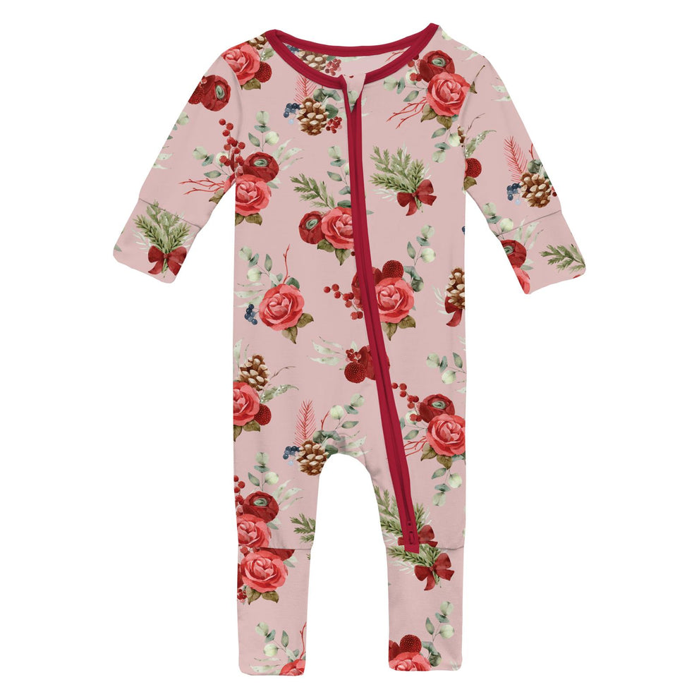 Print Convertible Coverall- Baby Rose Holiday Floral by Kickee Pants