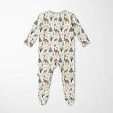 Print Footie with 2 Way Zipper- Natural Forest Moose by Kickee Pants