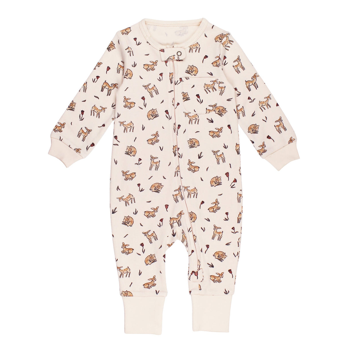 Organic Footless 2-Way Zipper Romper in Doe-a-Deer by L'ovedbaby