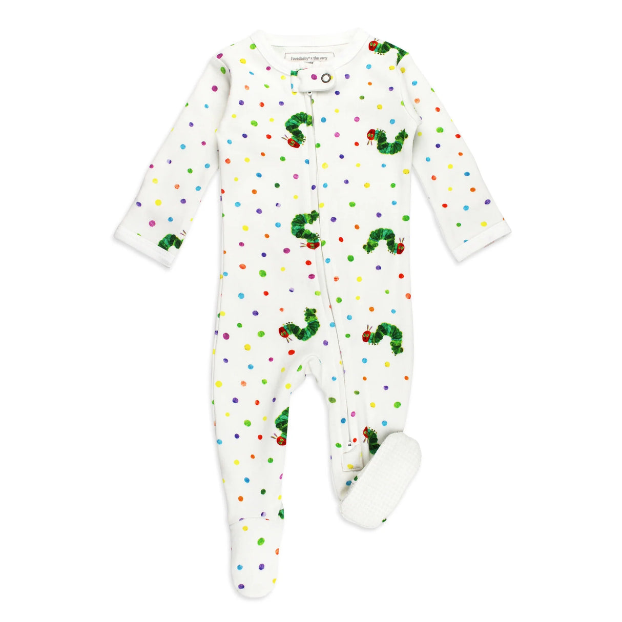 Organic 2-Way Zipper Footie in Caterpillar by L'ovedbaby