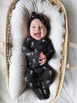 Organic 2-Way Zipper Footie in Dancing Skeletons by L'ovedbaby