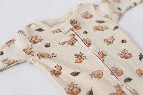 Organic 2-Way Zipper Footie in Foxy by L'ovedbaby