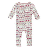 Print Footie with 2 Way Zipper- Baby Rose Penguins by Kickee Pants