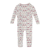 Print Footie with 2 Way Zipper- Baby Rose Penguins by Kickee Pants