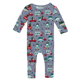 Print Convertible Coverall- Moonlight Christmas Cars & Trucks by Kickee Pants