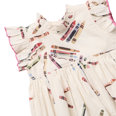 Girls Jennifer Dress- Tossed Crayons by Pink Chicken
