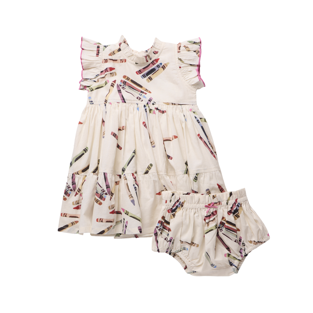 Baby Girls Jennifer Dress Set- Tossed Crayons by Pink Chicken