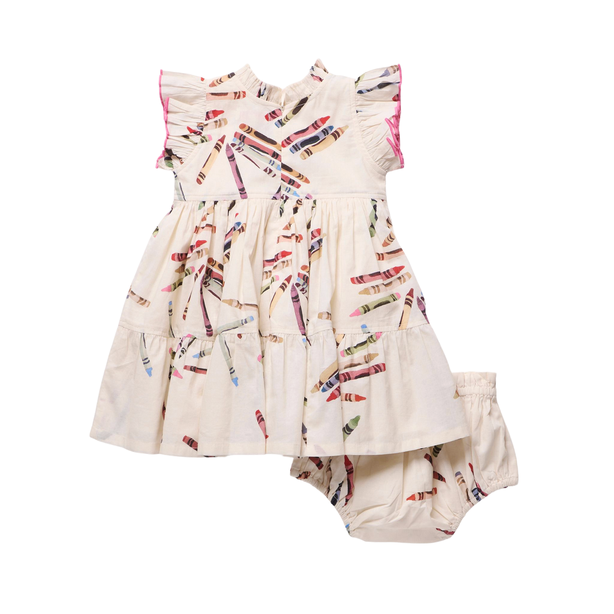 Baby Girls Jennifer Dress Set- Tossed Crayons by Pink Chicken