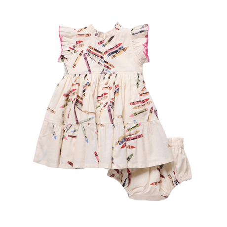 Baby Girls Jennifer Dress Set- Tossed Crayons by Pink Chicken