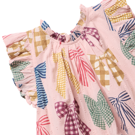 Baby Girls Harper Dress Set- Patterned Bows by Pink Chicken