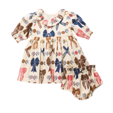 Baby Girls Amara Dress Set- Harvest Bows by Pink Chicken