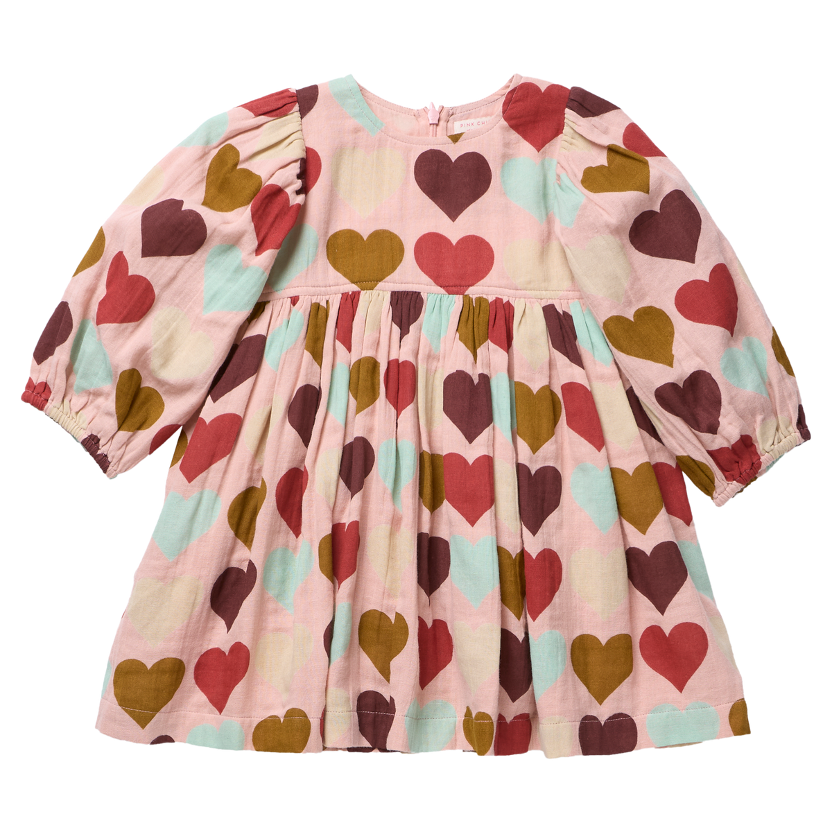 Girls Bea Dress- Multi Harvest Hearts by Pink Chicken