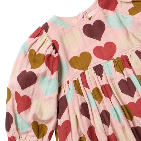 Girls Bea Dress- Multi Harvest Hearts by Pink Chicken