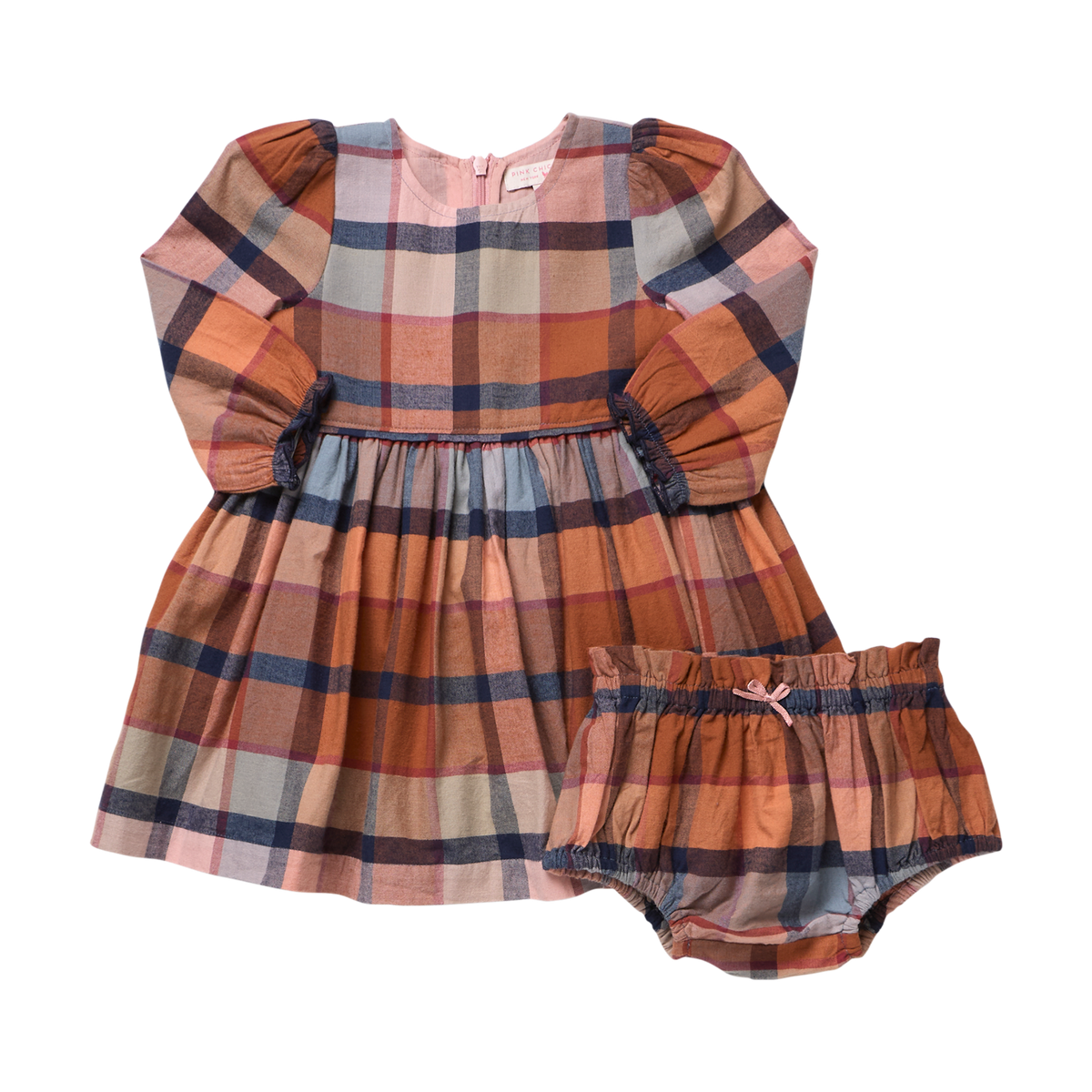 Baby Girls Mae Dress Set- Hayride Plaid by Pink Chicken
